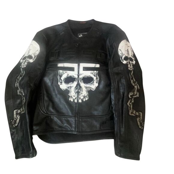 ICON Skull Leather Biker Jacket breathable remove able armour padding. Men’s XL - Picture 12 of 16